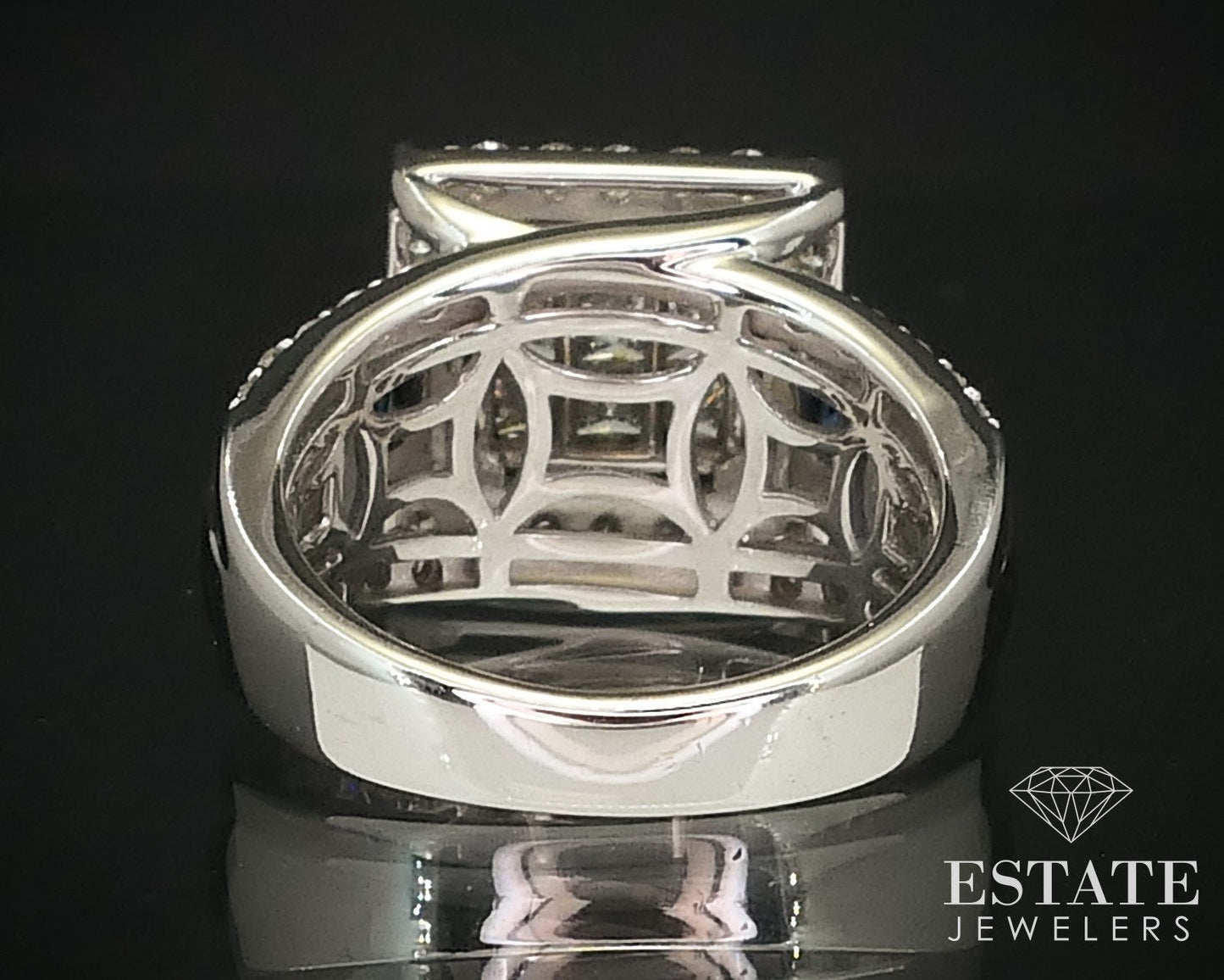 14k White Gold 1.69ctw Invisible Set Diamond Sapphire Engagement Ring 10g i15890