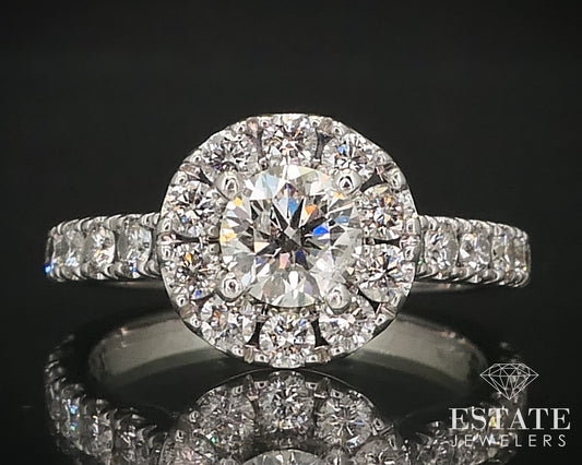 14K White Gold Neil Lane Natural 1ctw Diamond Halo Engagement Ring 3.7g i15969