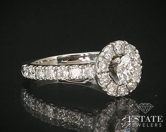 14K White Gold Neil Lane Natural 1ctw Diamond Halo Engagement Ring 3.7g i15969