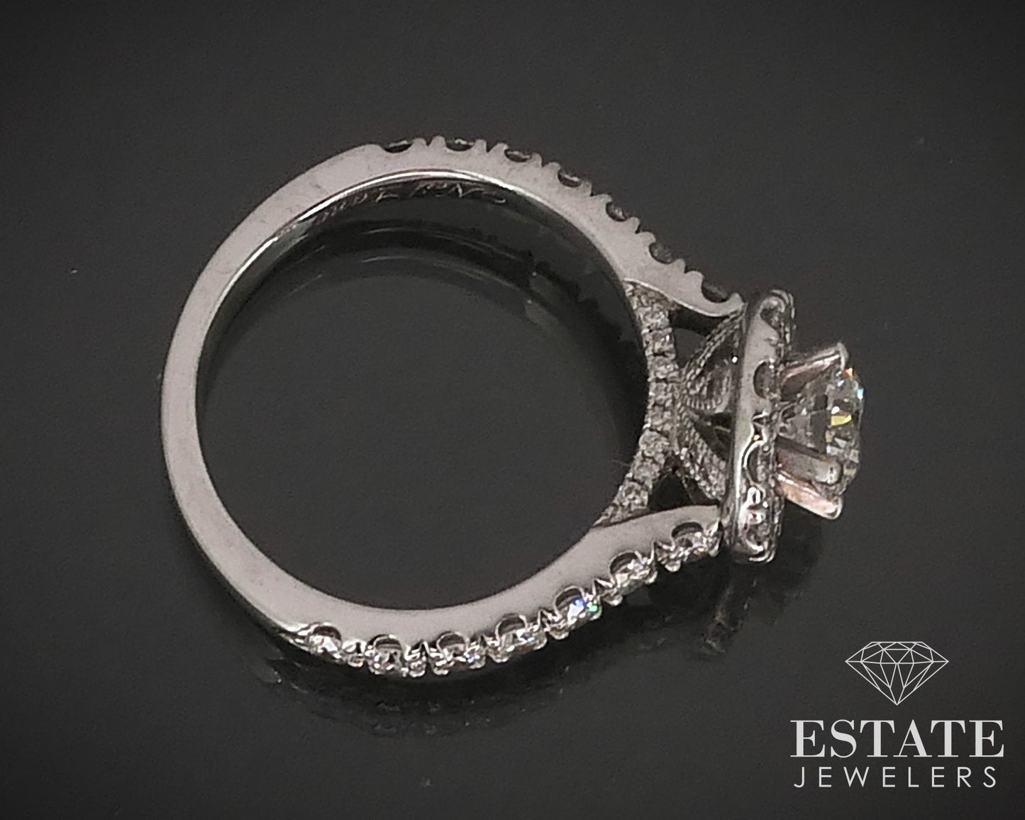 14K White Gold Neil Lane Natural 1ctw Diamond Halo Engagement Ring 3.7g i15969