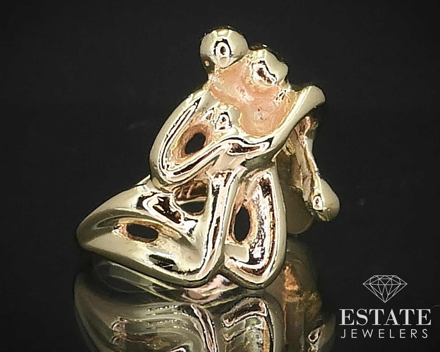 Estate 14k Yellow Gold Dimensional Figure Ladies Band Ring 8.8g i15986