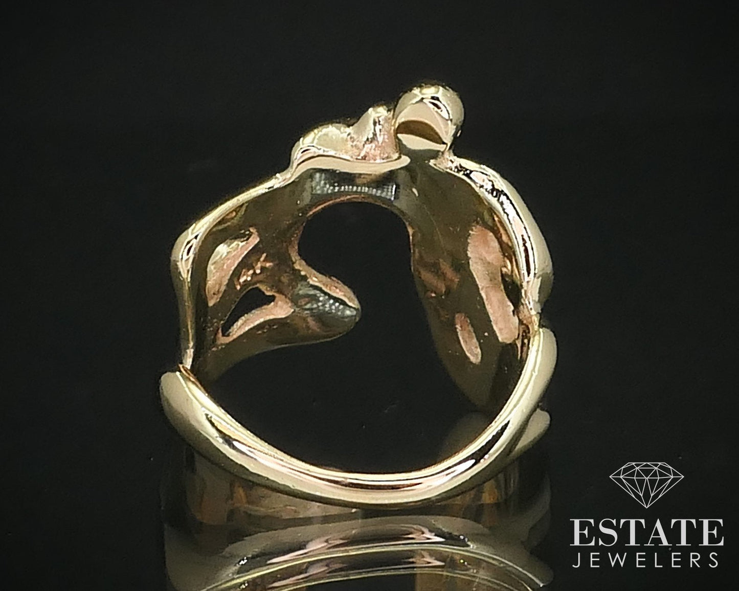 Estate 14k Yellow Gold Dimensional Figure Ladies Band Ring 8.8g i15986
