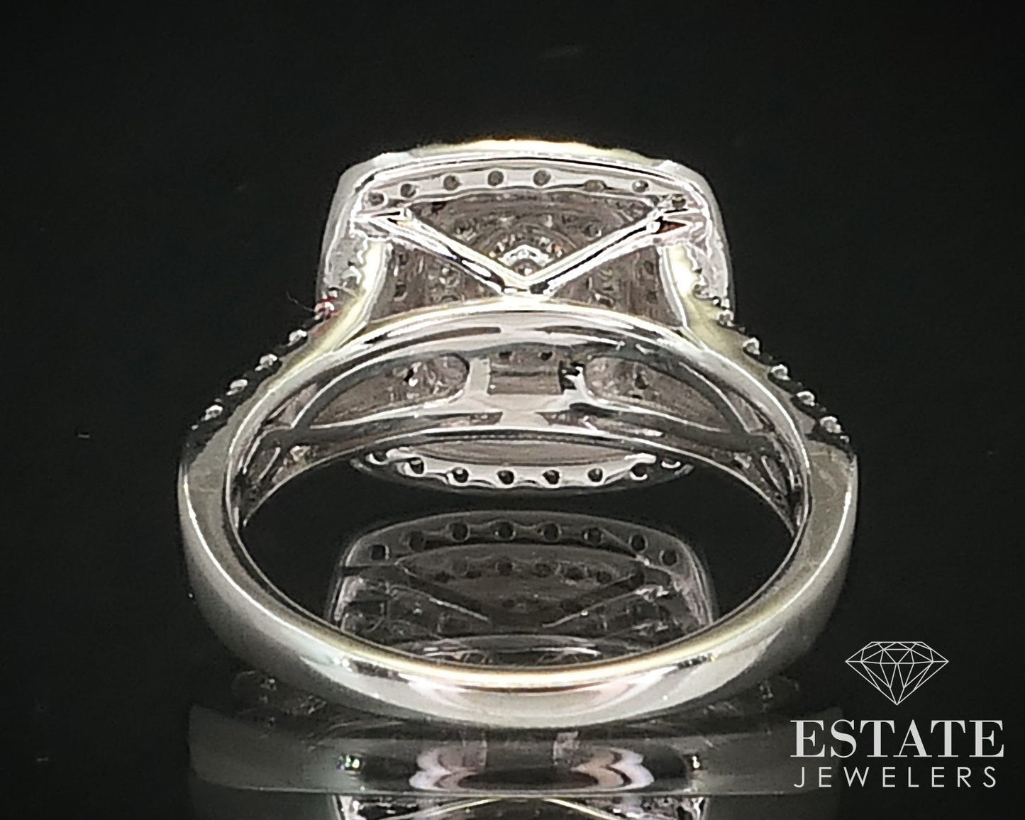 10k White Gold Round Natural 1.00ctw Diamond Halo Engagement Ring 4.8g i16032