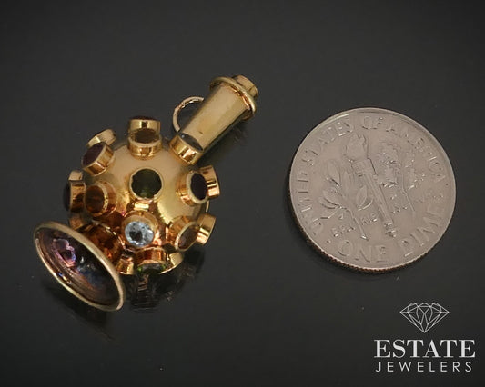 Antique 17k Yellow Gold Multi Gem Dimensional Sputnik Charm 3.6g i16011