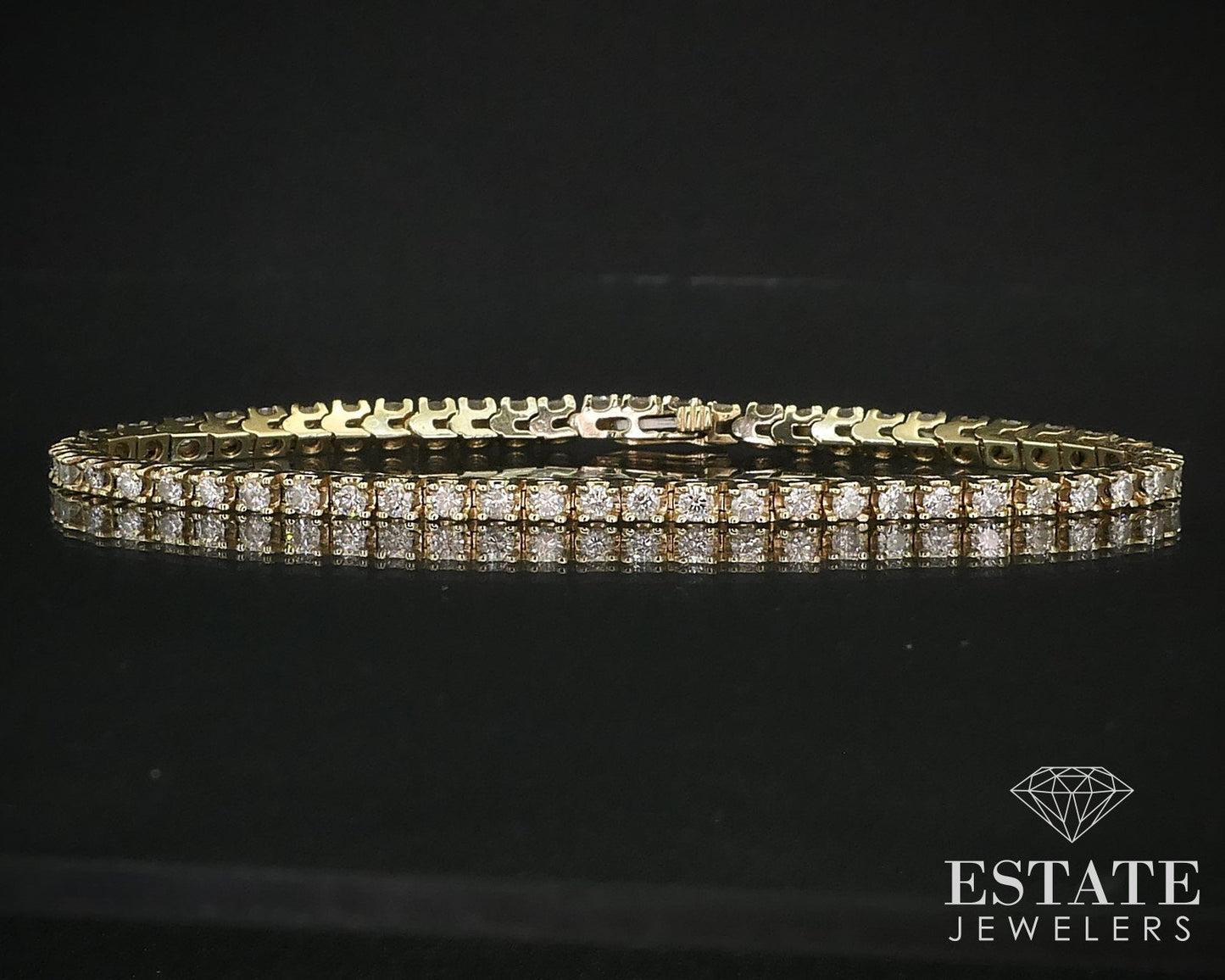 14k Yellow Gold Round 2.2ctw Natural Diamond Tennis Bracelet 10.8g 7.25"L i16022