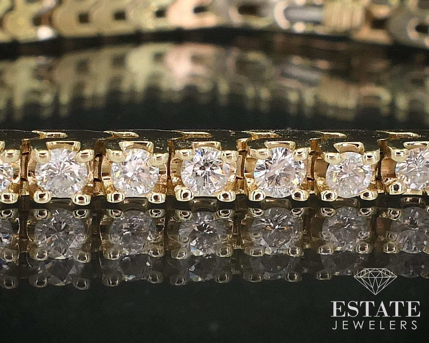 14k Yellow Gold Round 2.2ctw Natural Diamond Tennis Bracelet 10.8g 7.25"L i16022