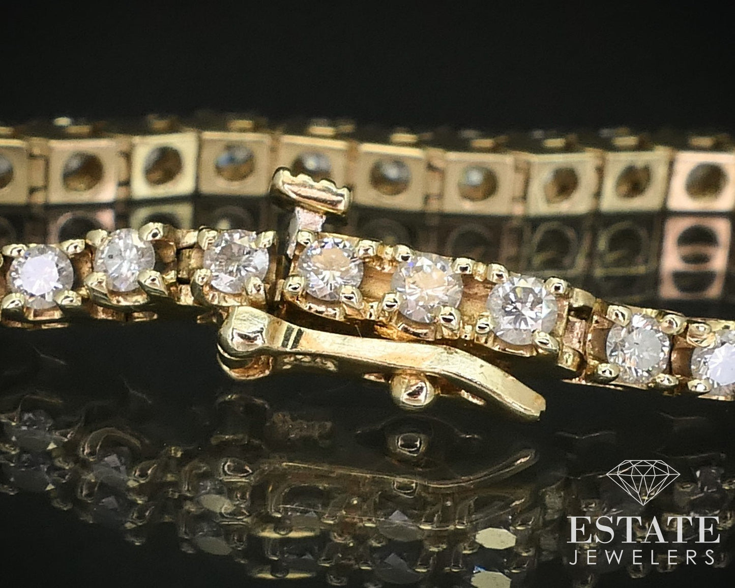 14k Yellow Gold Round 2.2ctw Natural Diamond Tennis Bracelet 10.8g 7.25"L i16022