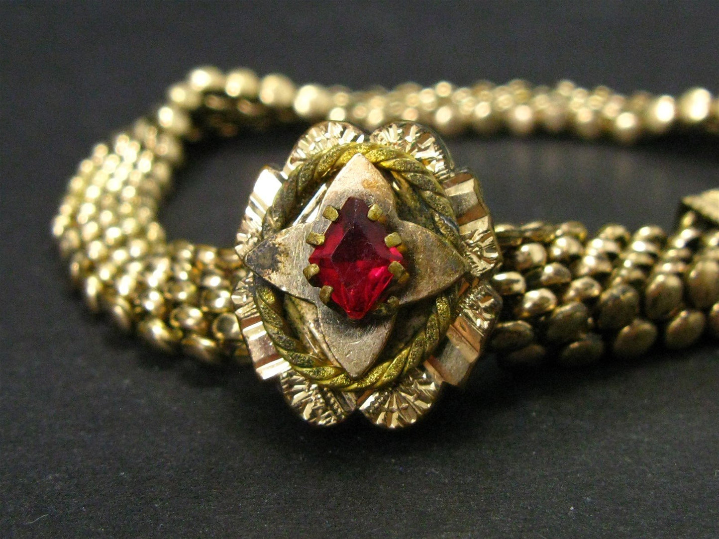 Antique Victorian Gold Filled Slide Charm Tassel Adjustable Bracelet 20g i16144