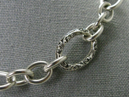 Sterling Silver Oval Textured Link LYRIC Necklace 60.5g 16"L i16132