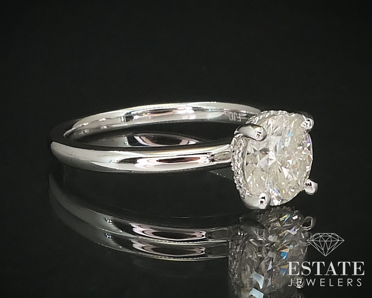 14k White Gold Round Natural 1.28ct Diamond Solitaire Hidden Halo Ring 3g i16124