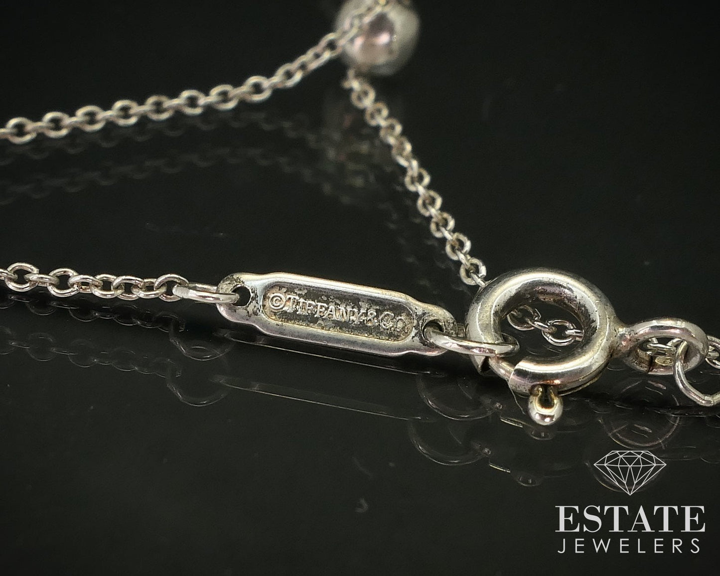 Sterling Silver Tiffany & Co Letter Logo Dangle Lariat Necklace 3.1g 16"L i16102