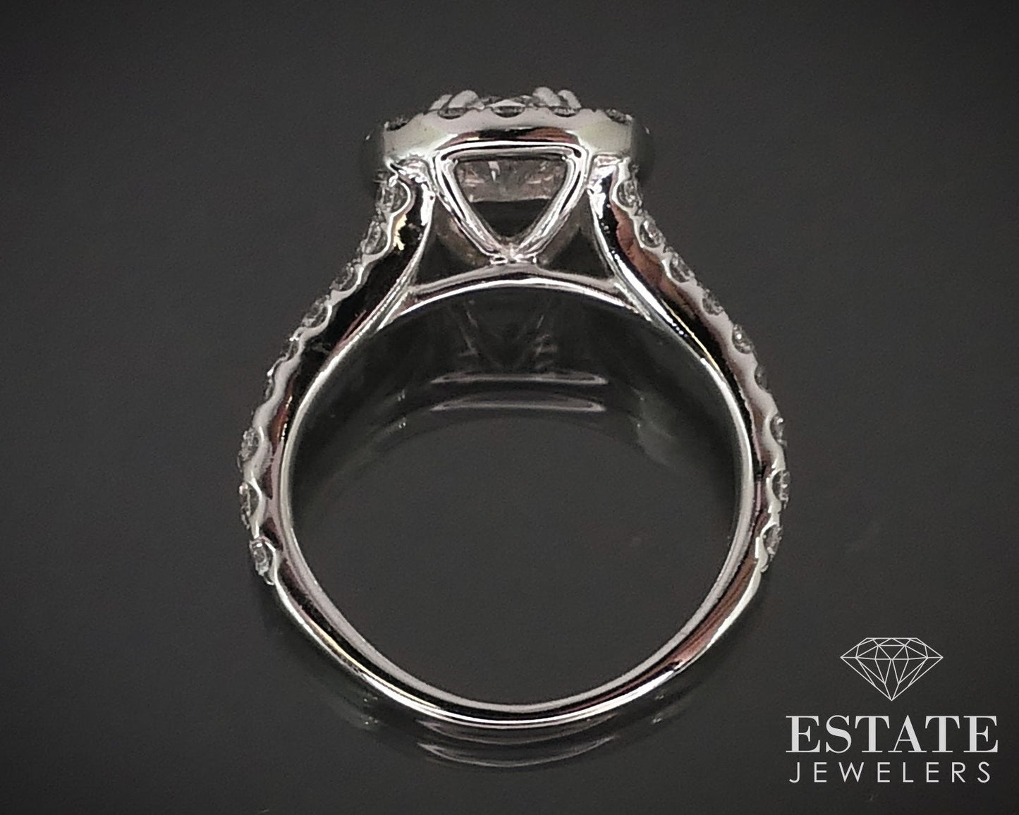 14k White Gold Round Natural 1.50ctw Diamond Halo Engagement Ring 4.1g i16158