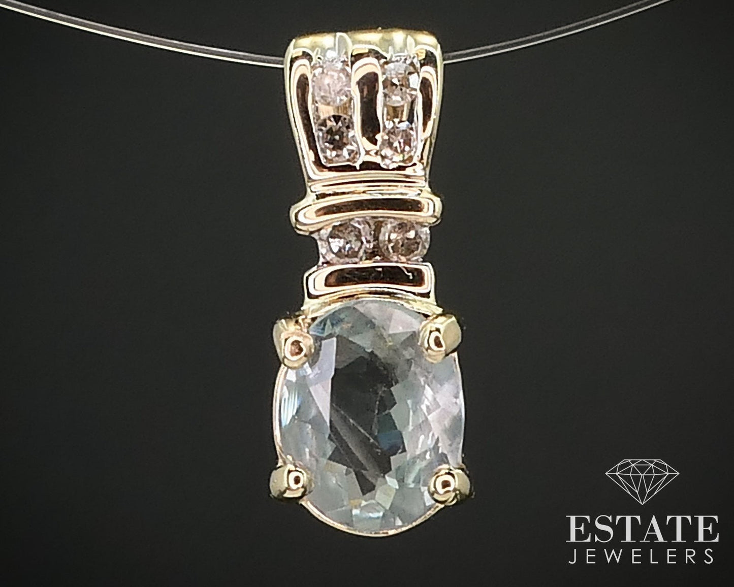 10k Yellow Gold Oval Natural .77ct Alexandrite & Diamond Pendant 1.2g i16110