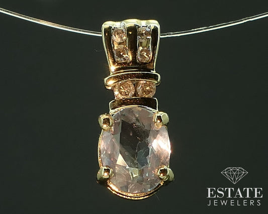 10k Yellow Gold Oval Natural .77ct Alexandrite & Diamond Pendant 1.2g i16110