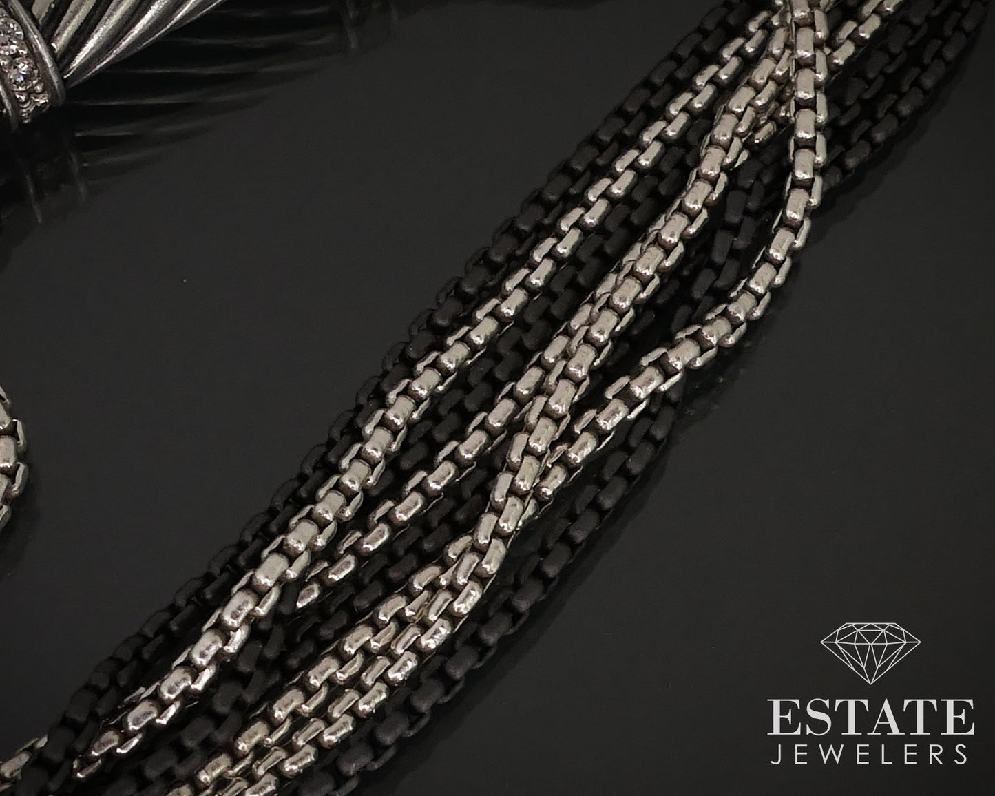 David Yurman 900 Silver Diamond Chain Bracelet 23g i16184