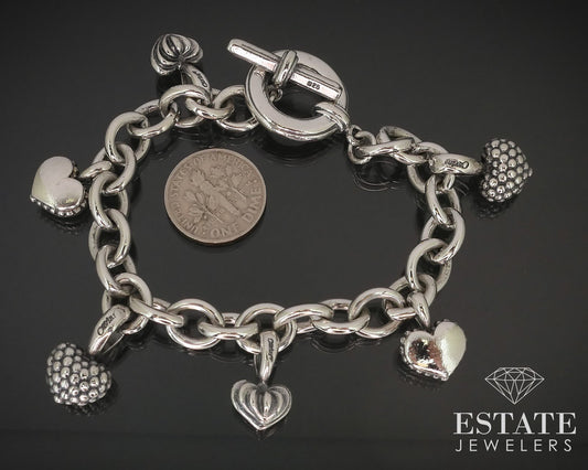 Lagos Sterling Silver 925 Heart Charm Toggle Bracelet 49.3g i16172