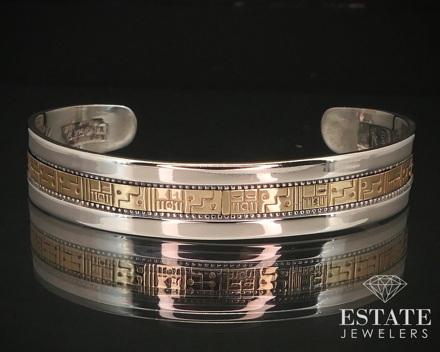 14k & Sterling Roderick Tenorio Southwestern Cuff Bracelet 23.5g i14182