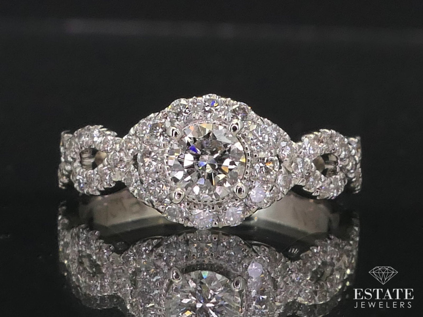 14K White Gold Neil Lane Natural .66ctw Diamond Halo Engagement Ring 3.7g i15181