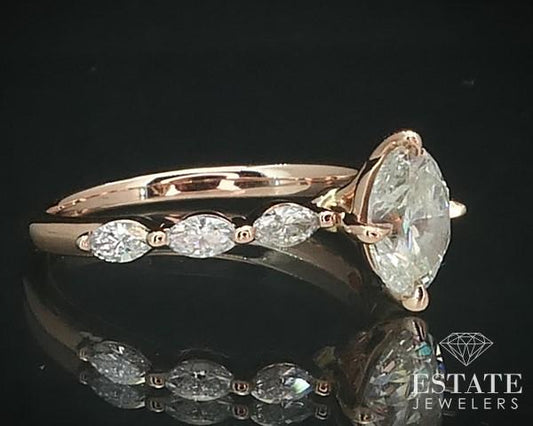 14k Rose Gold GIA Oval Natural 1.01ct Diamond Engagement Ring 2.3g i15684