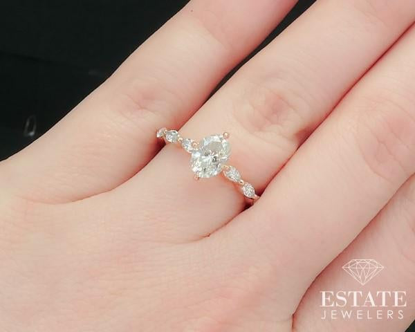 14k Rose Gold GIA Oval Natural 1.01ct Diamond Engagement Ring 2.3g i15684