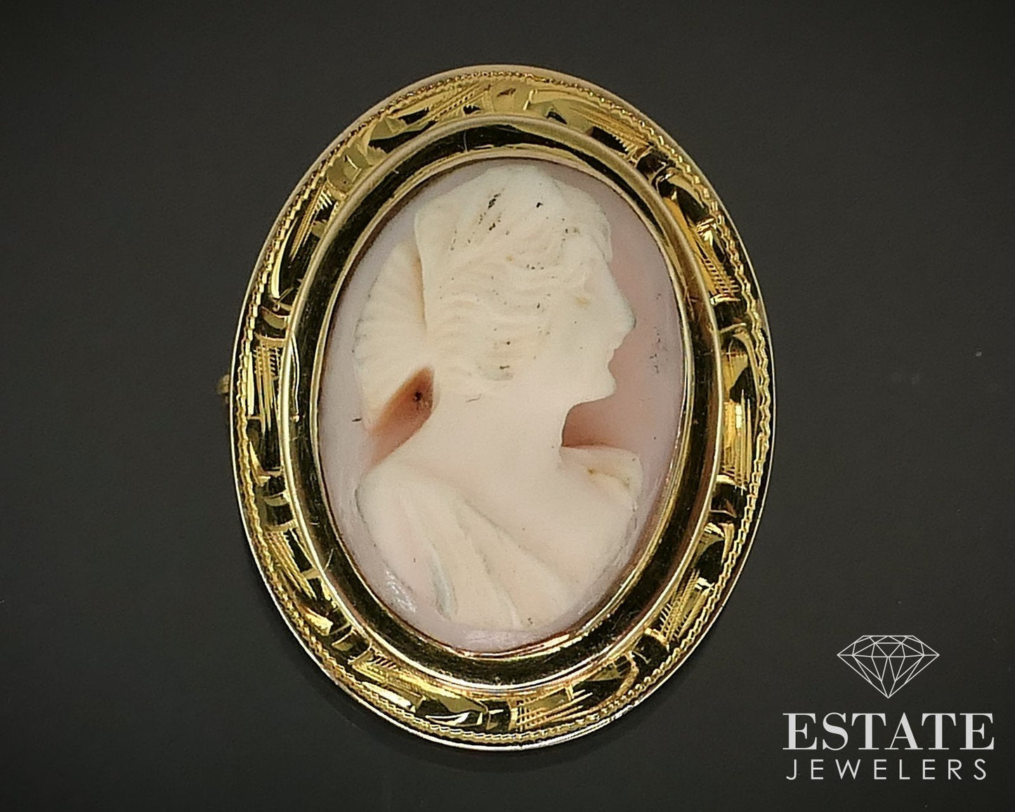 Antique Victorian 10k Yellow Gold Cameo Reversible Locket Pin Brooch 3.3g i15838