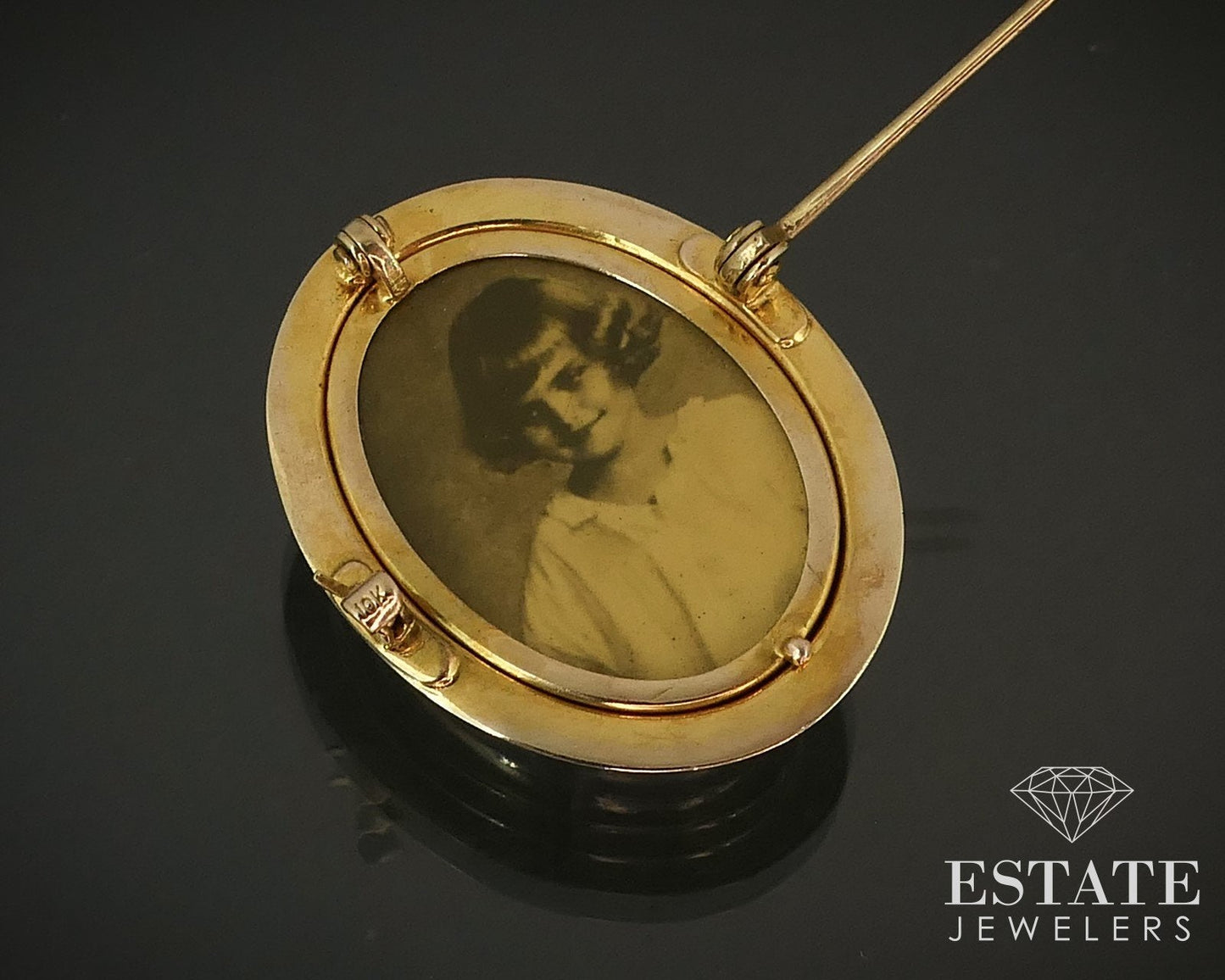 Antique Victorian 10k Yellow Gold Cameo Reversible Locket Pin Brooch 3.3g i15838