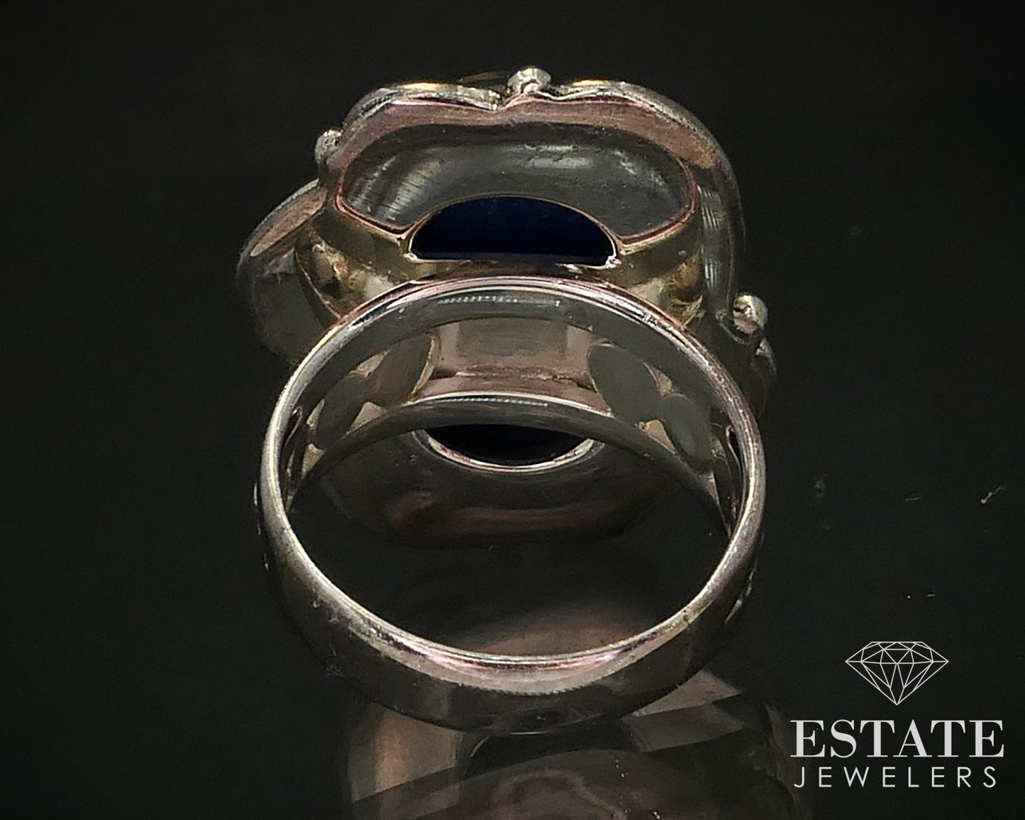 Sterling Oval Natural Blue Rutilated Quartz SAJEN Ladies Ring 9.0g i16265