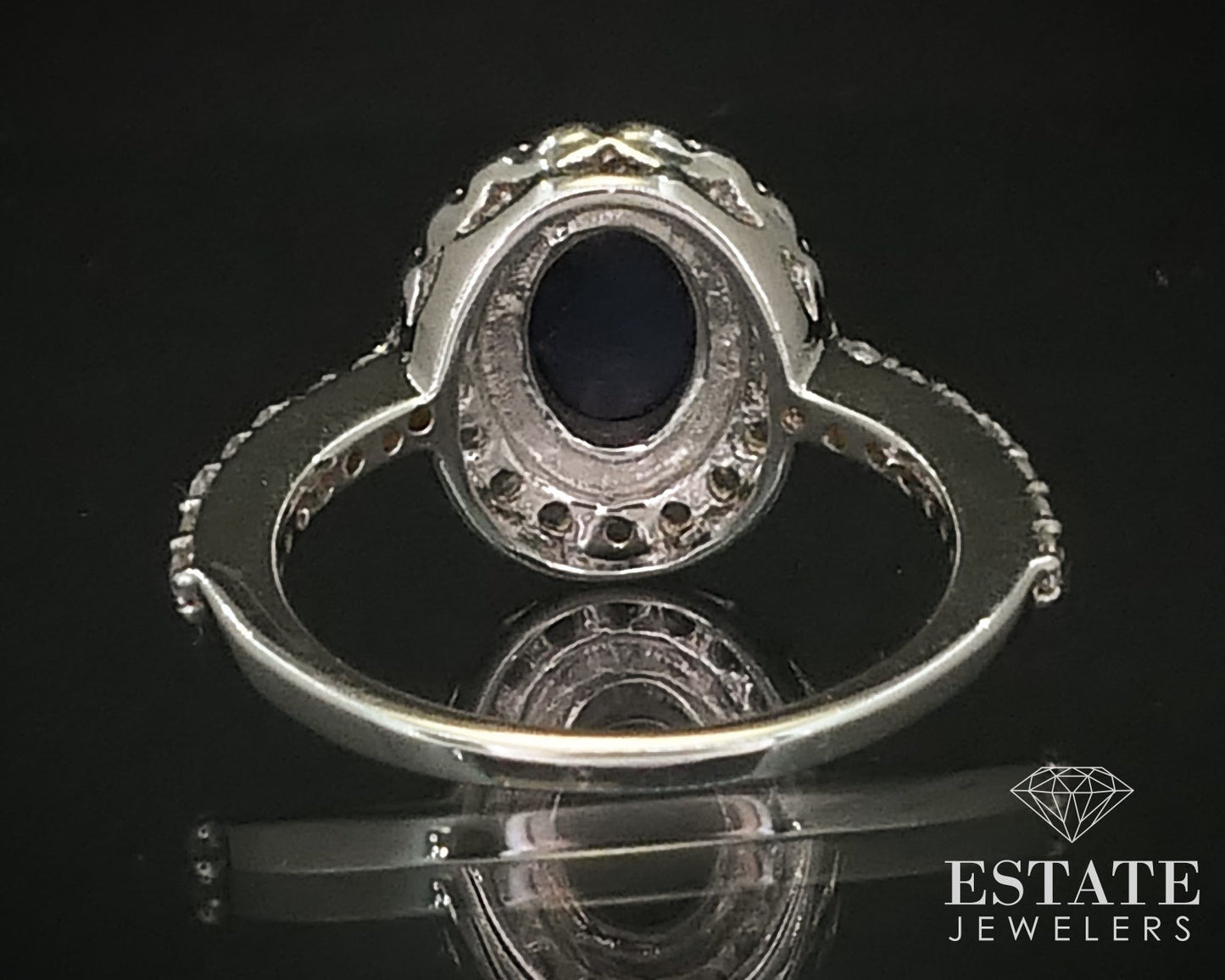 Sterling Natural Blue Star Sapphire & White Sapphire Halo Ring 2.9g i16262