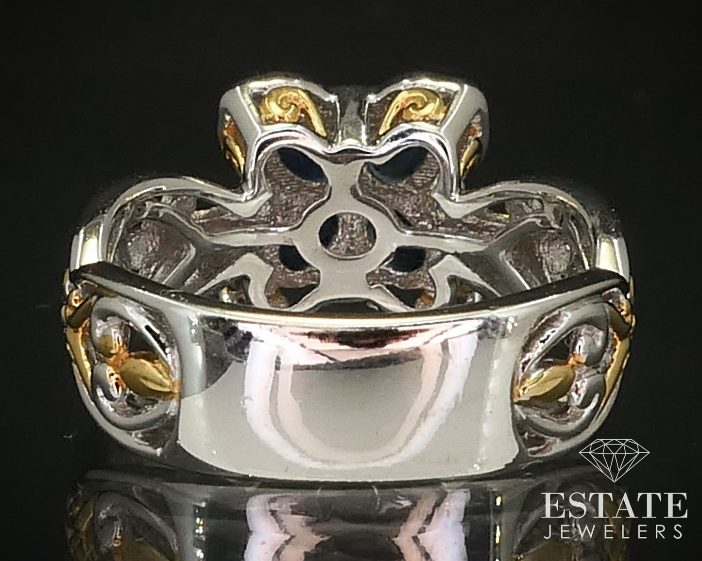 18K/Sterling Michael Valitutti Natural Blue Sapphire Cluster Ring 3.7g i16261
