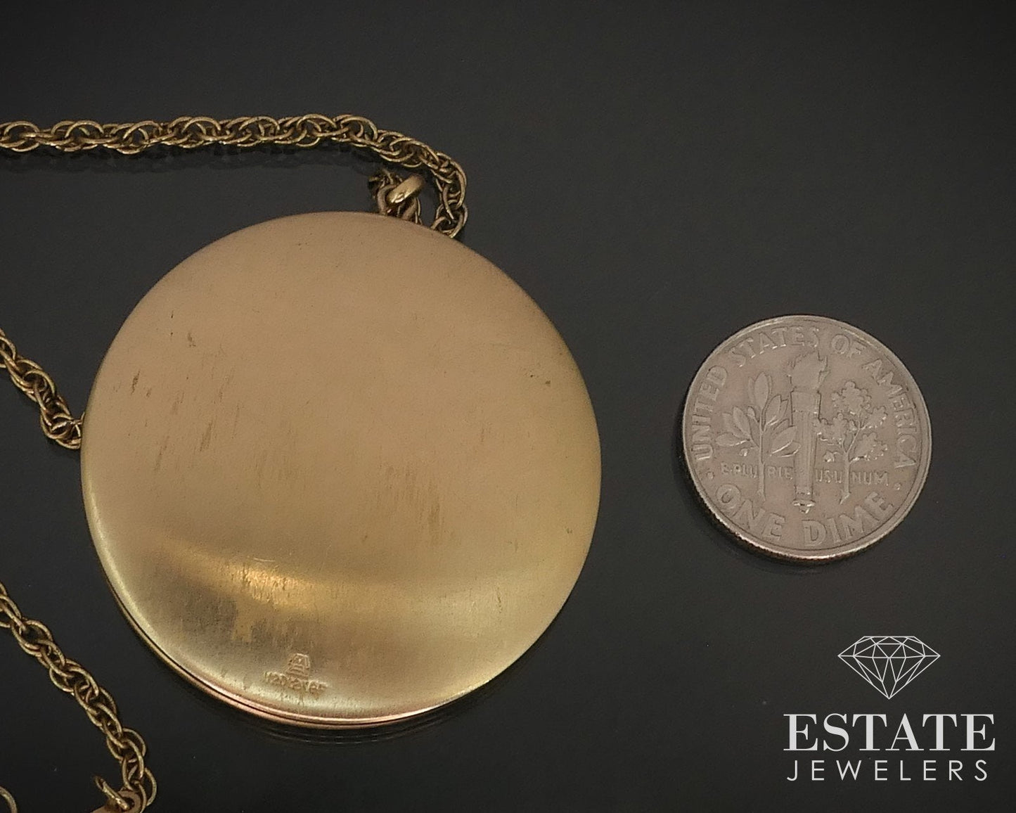 Antique Nouveau Gold Filled Engraved Floral Locket Ladies Necklace 13g i16255