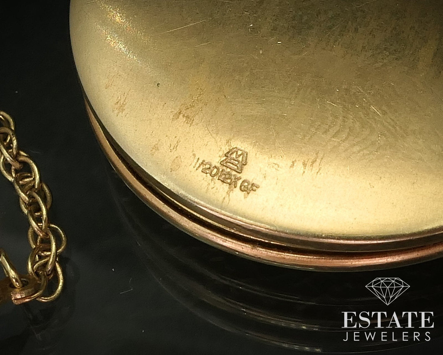 Antique Nouveau Gold Filled Engraved Floral Locket Ladies Necklace 13g i16255