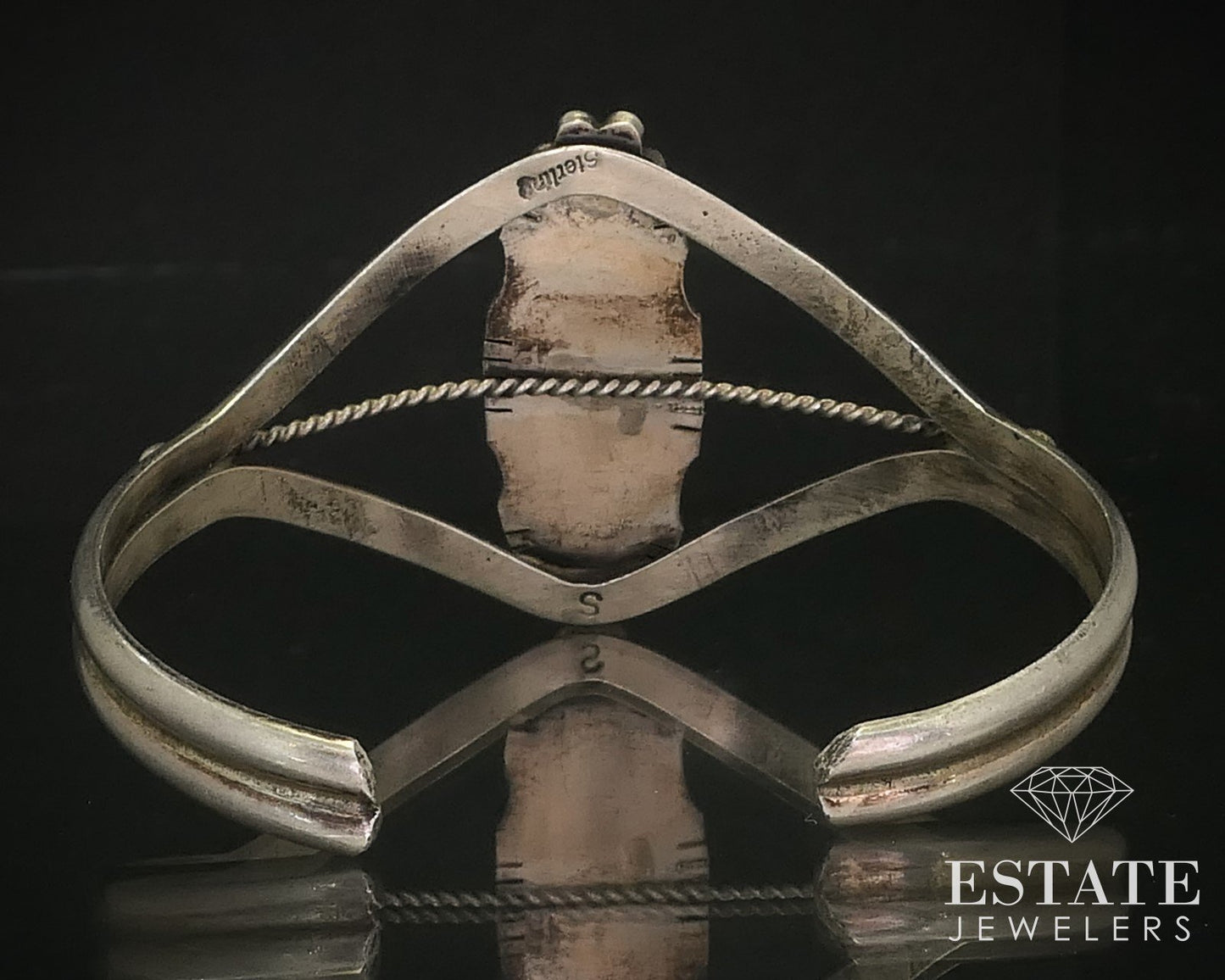 Vintage Sterling Silver Sylvia Chee Black Onyx Navajo Cuff Bracelet 19g i16287