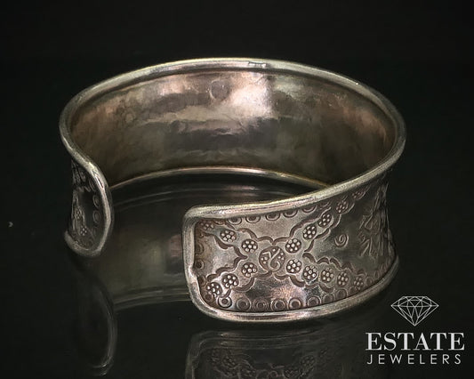 Vintage Sterling Silver Navajo Engraved Wide Cuff Bracelet 43g i16282
