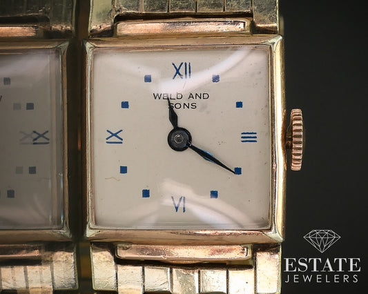 Antique Rose & Yellow Gold Filled Croton 406 Signed Bracelet Ladies Watch i16281