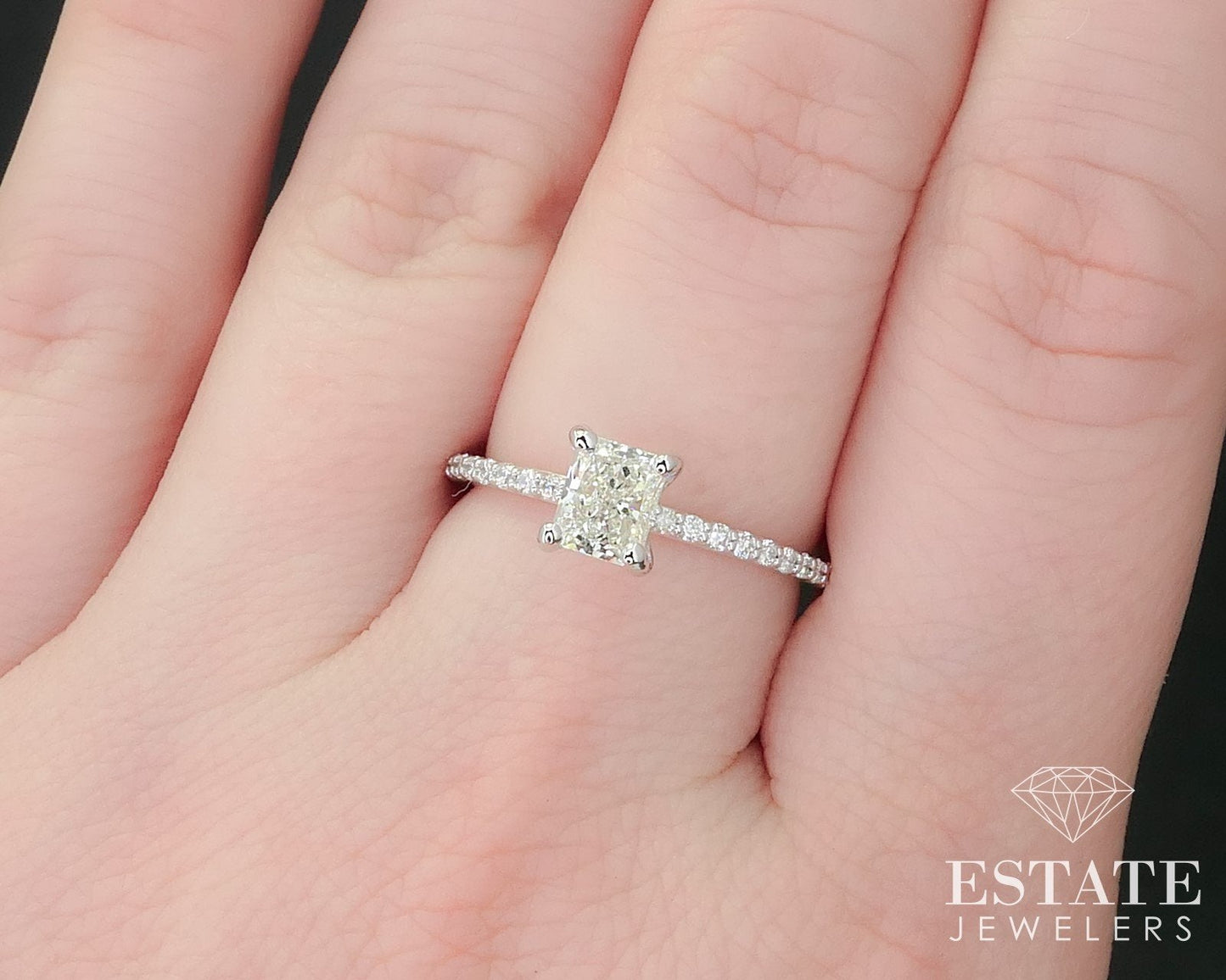 14k White Gold IGI Radiant .91ctw Natural Diamond Engagement Ring 1.9g i16247