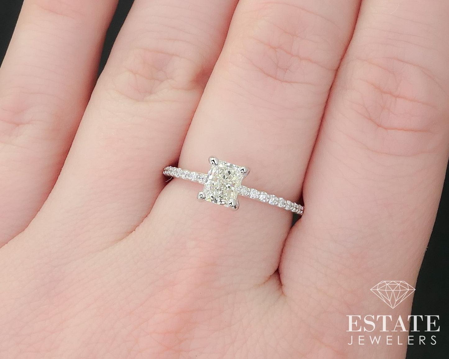 14k White Gold IGI Radiant .91ctw Natural Diamond Engagement Ring 1.9g i16247