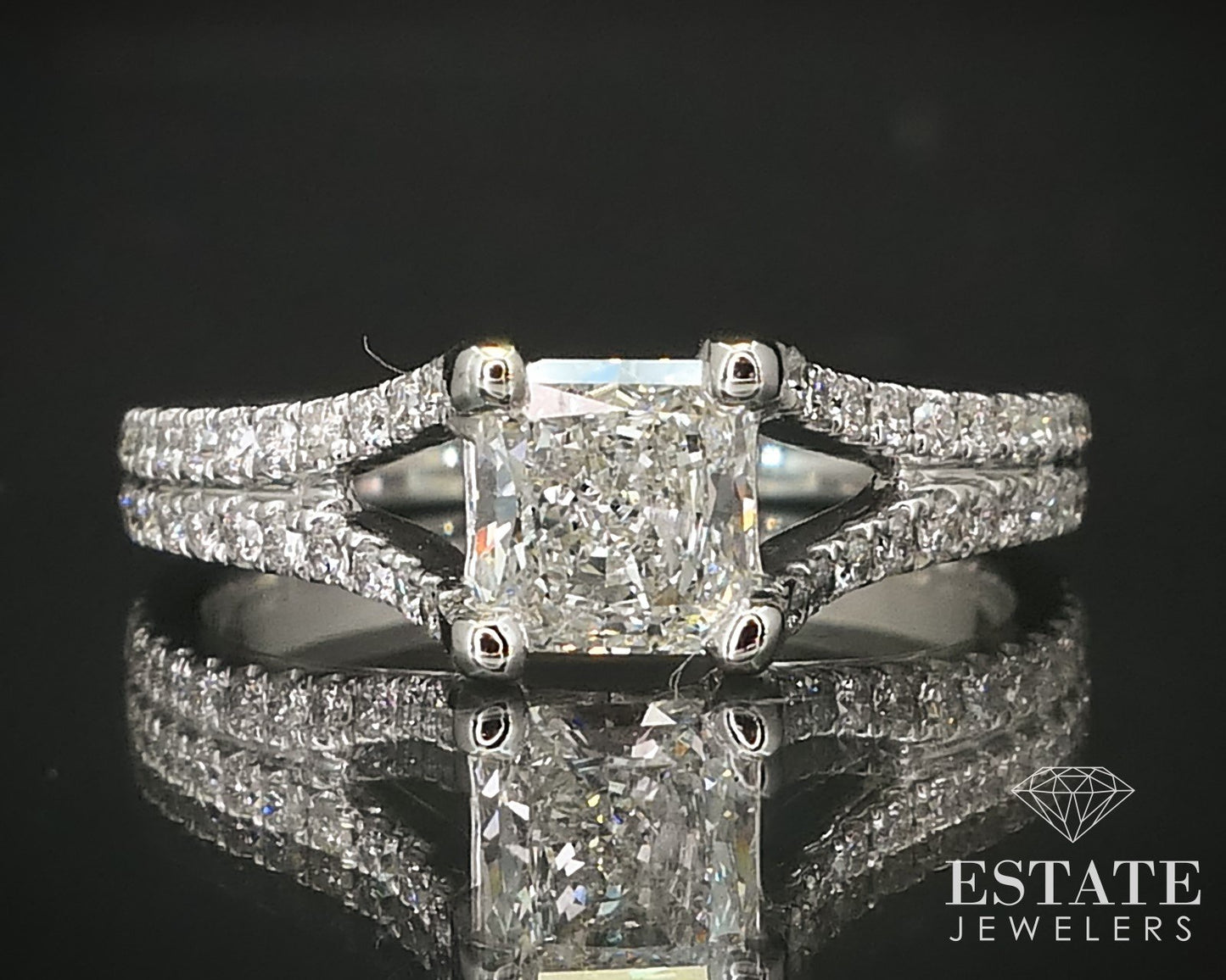 14k White Gold Radiant 1.10ctw Natural Diamond Engagement Ring 3.1g i16239