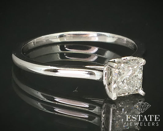 14k White Gold Princess Natural .50ct Diamond Solitaire Engagement Ring i16245