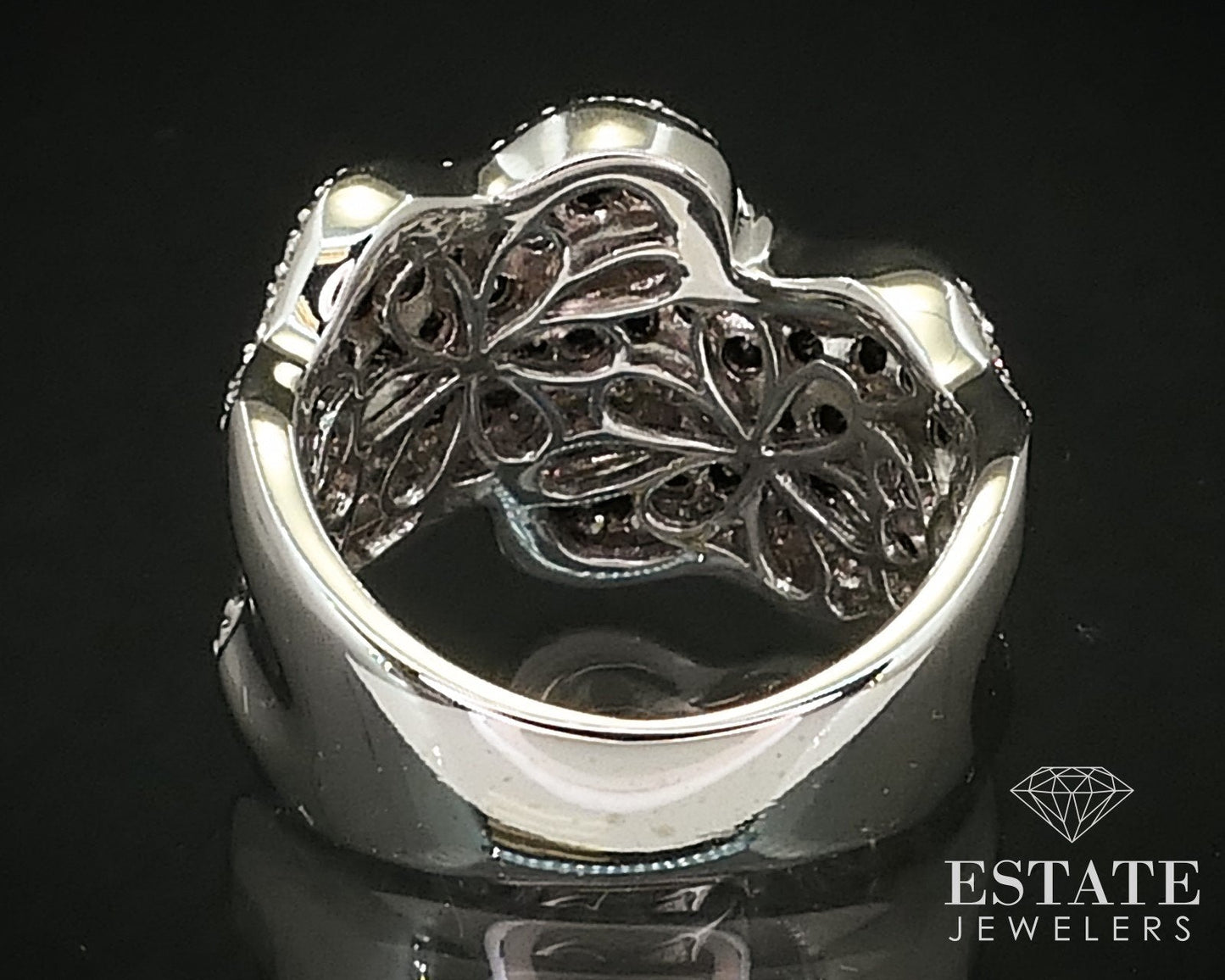 14K White Gold Natural 1.45ctw Black & White Diamond Bypass Band 14g i16320