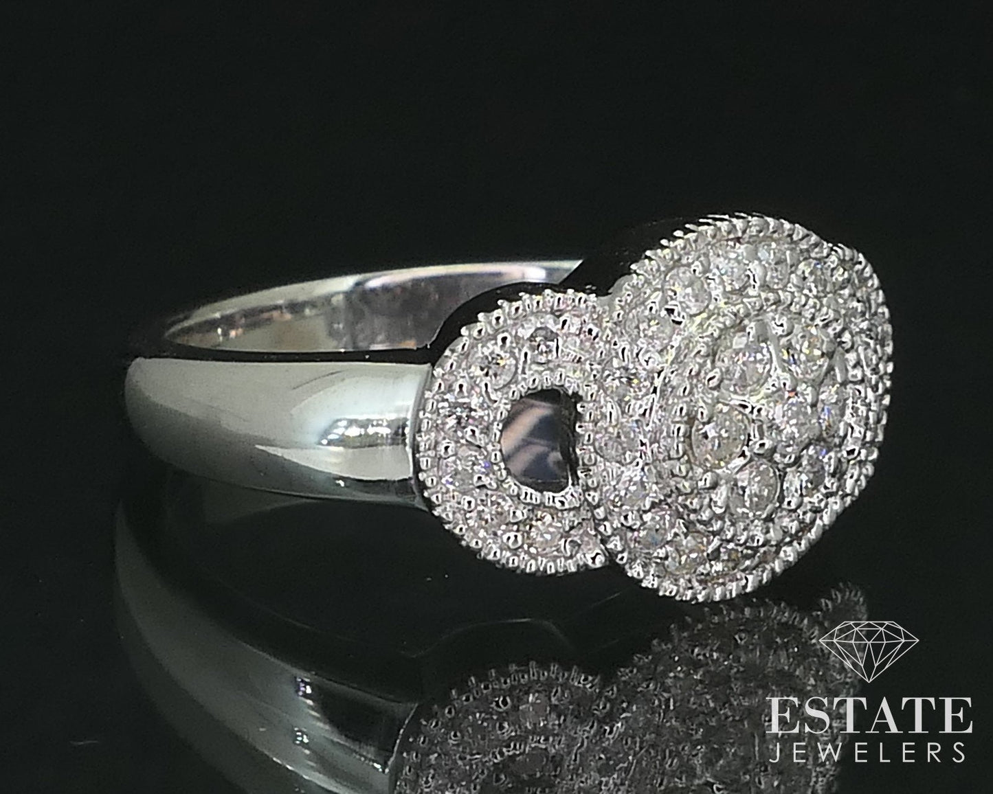 18k White Gold Natural .30ctw Diamond Cluster Halo Engagement Ring 5.9g i16332