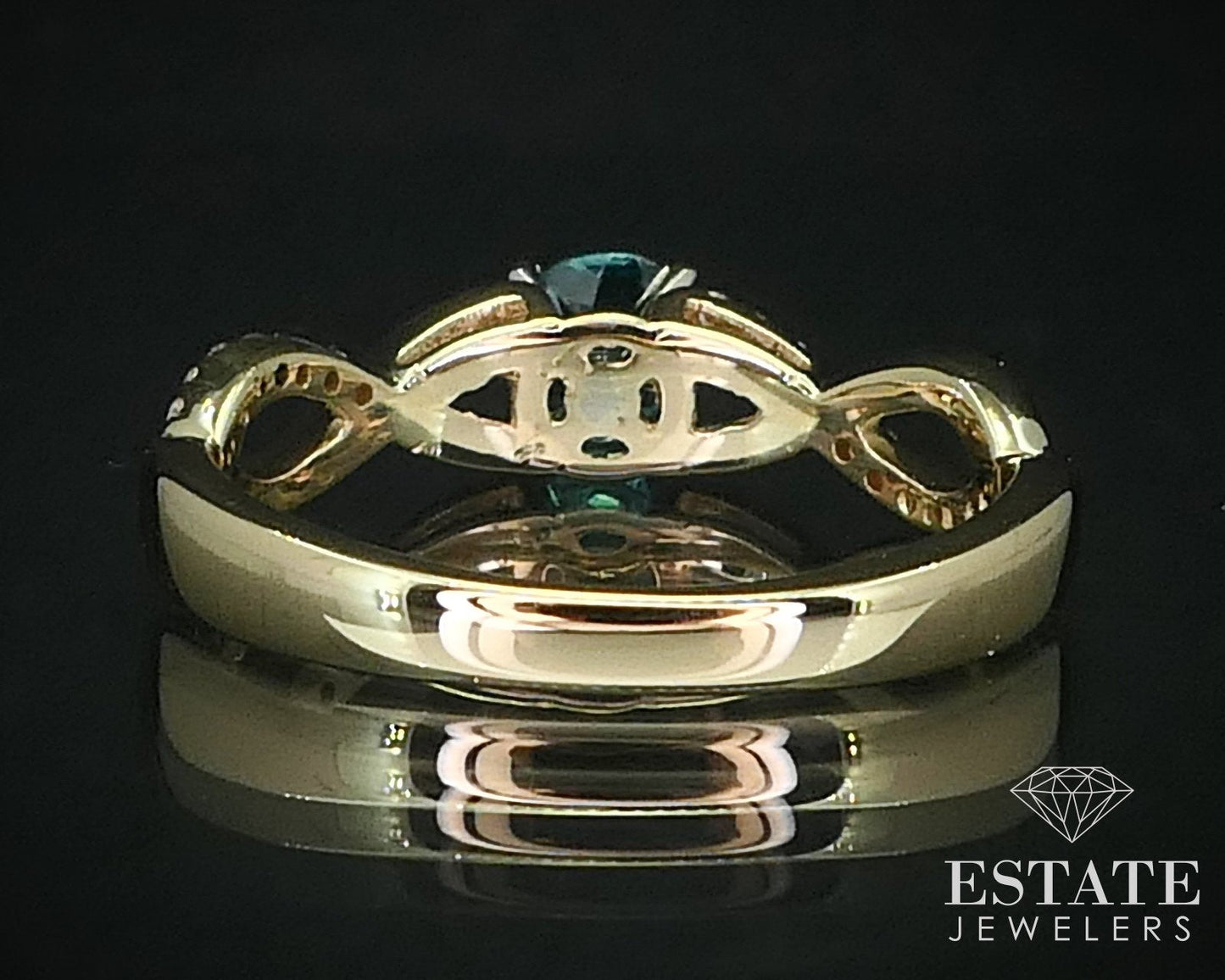 14k Yellow Gold Natural Green Tourmaline & Diamond Engagement Ring 3.1g i16345