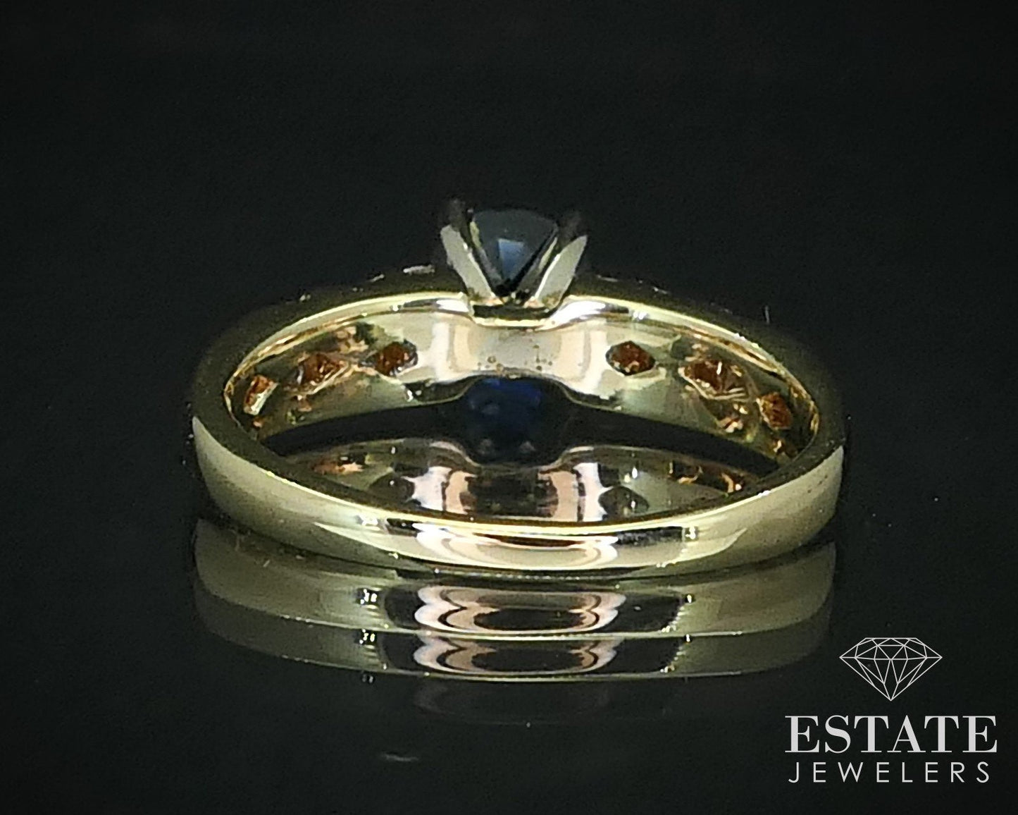 14k Yellow Gold Natural .62ct Blue Sapphire & Diamond Engagement Ring 2g i16339