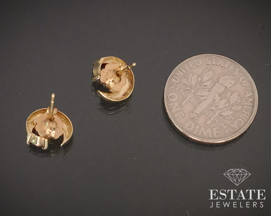 14k Yellow Gold Natural .85ctw Orange Sapphire Moon Stud Earrings i16336