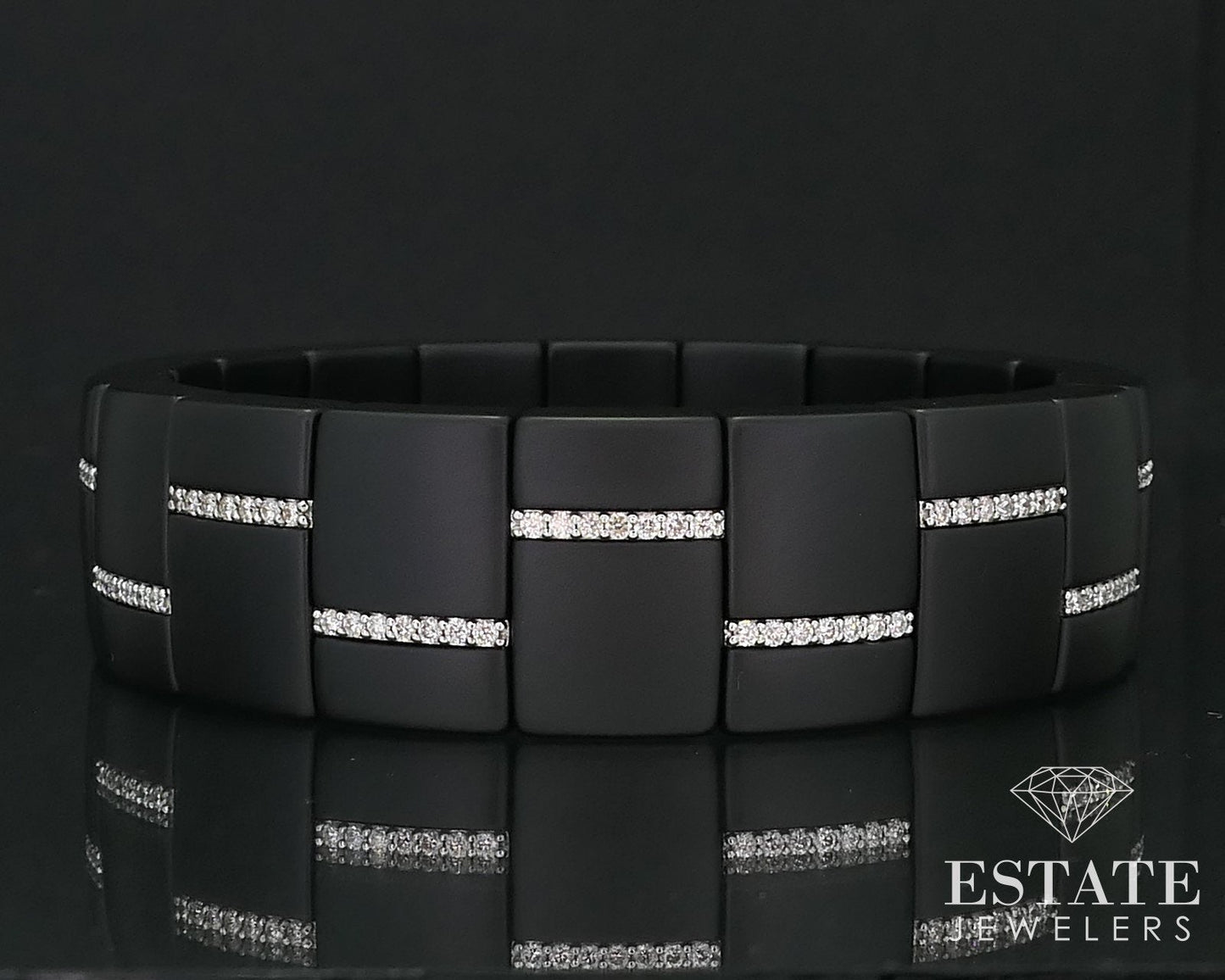 18k White Gold Roberto Demeglio Black Ceramic Domino Diamond Bracelet i16323