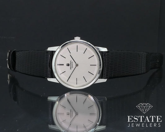Vintage 1970s Stainless Universal Geneve Ultra Thin Cal 2-42 Mens Watch i16217
