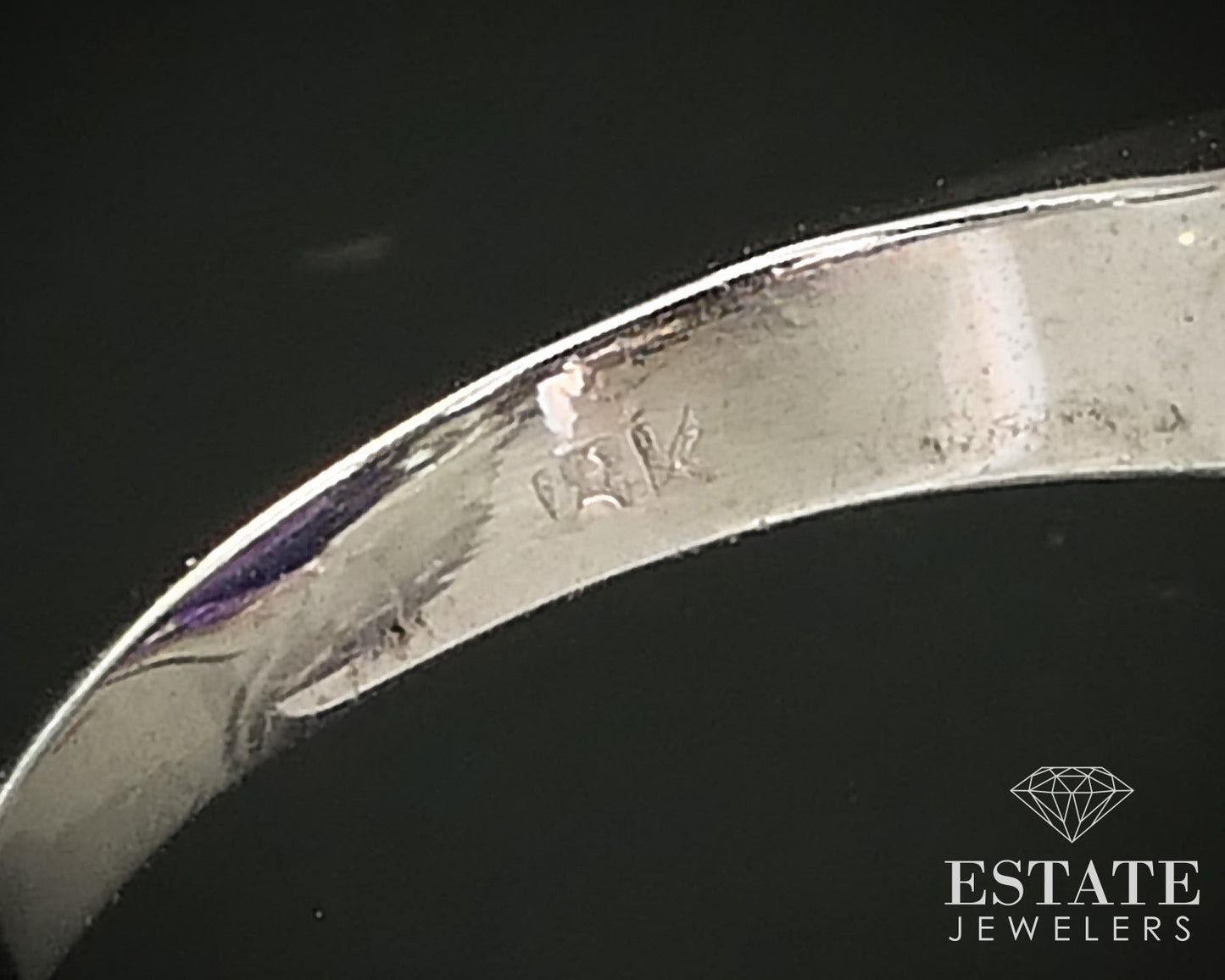 Antique Deco 18k White Gold Natural Cabochon Amethyst & Diamond Ring 3.6g p66242