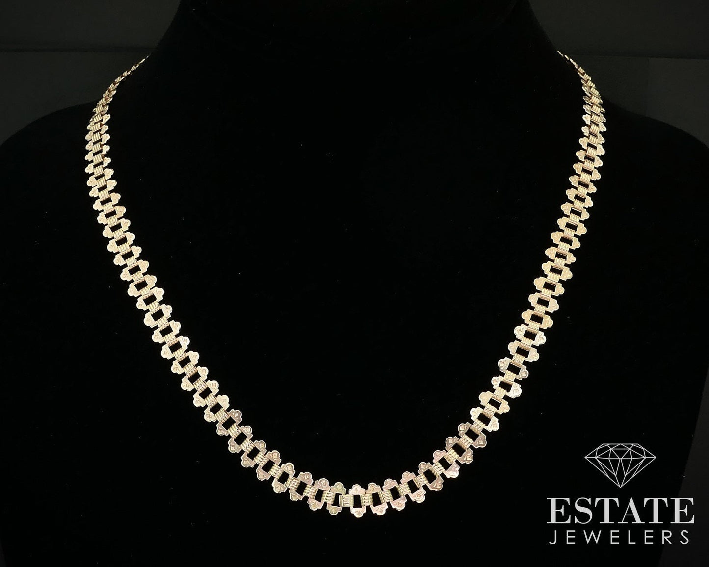 Antique Victorian 12k Rose Gold Engraved Book Chain Necklace 16.7g 19"L i16361