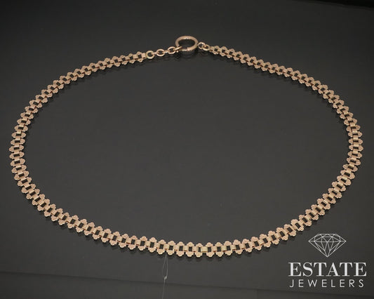 Antique Victorian 12k Rose Gold Engraved Book Chain Necklace 16.7g 19"L i16361
