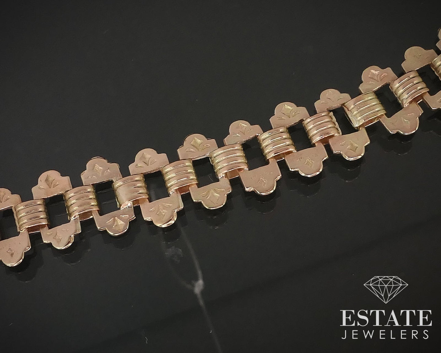 Antique Victorian 12k Rose Gold Engraved Book Chain Necklace 16.7g 19"L i16361