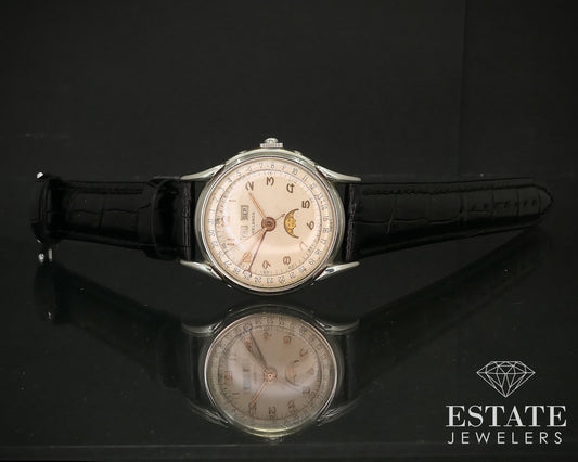 Vintage Helbros Triple Calendar Moonphase Cal. 211 Stainless Mens Watch i16354